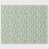 ウォーターカラー 植物画の葉と紫の野の花 ラッピングペーパー (フラット)