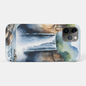 ウォーターカラー（水彩画）の滝 Case-Mate iPhoneケース (裏面(横))