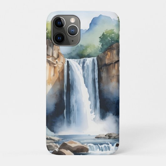 ウォーターカラー（水彩画）の滝 Case-Mate iPhoneケース (裏)