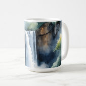 ウォーターカラー（水彩）で描いた滝 コーヒーマグカップ (正面右)