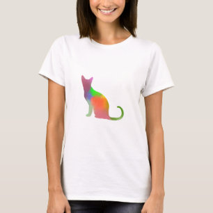 ウォーターカラー 猫 シルエット Tシャツ