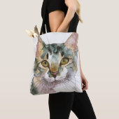 ウォーターカラー 猫 トートバッグ (クローズアップ)