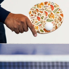 ウォーターカラー 秋のきのこのパターン 卓球ラケット