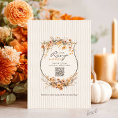 ウォーターカラー+秋の花+象牙色+ブラウン+秋の結婚式 招待状
