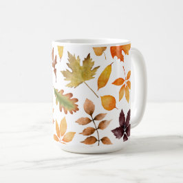ウォーターカラー 紅葉 秋の葉っぱ パターン コーヒーマグカップ