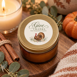 ウォーターカラー 紅葉 Thanksgiving ターキー ラウンドシール