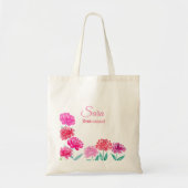 ウォーターカラー・芍薬の名入れブライズメイド トートバッグ (正面)