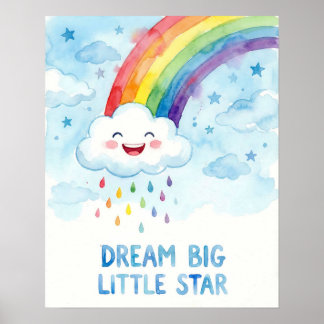 ウォーターカラー 虹 雲 大きな夢を描け 子供 ポスター