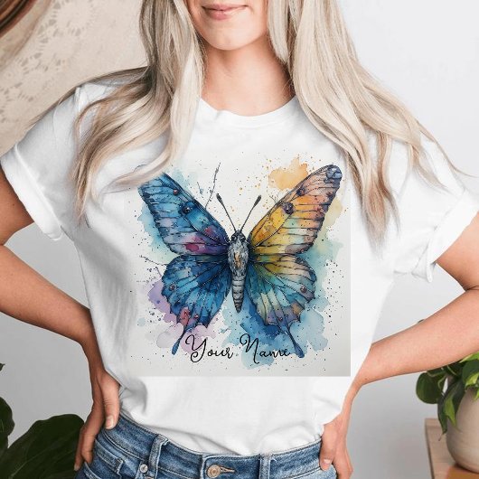 ウォーターカラー 蝶 ネイチャーアート オーダーメイド Tシャツ