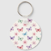 ウォーターカラー 蝶 桜 パターン キーホルダー (裏面)
