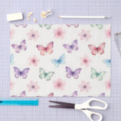 ウォーターカラー 蝶 桜 パターン 薄葉紙 (クラフト)