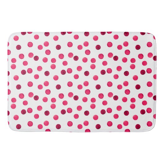 ウォーターカラー 赤い水彩ドット柄 バスマット (正面)