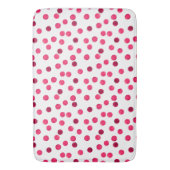 ウォーターカラー 赤い水彩ドット柄 バスマット (正面縦)
