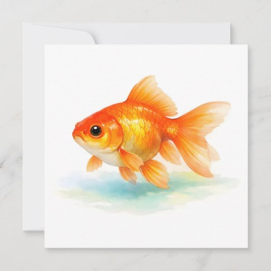 ウォーターカラー 金魚 カード (正面)