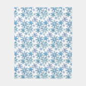 ウォーターカラー+雪の結晶模様 フリースブランケット (正面)