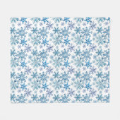 ウォーターカラー+雪の結晶模様 フリースブランケット (正面(横))