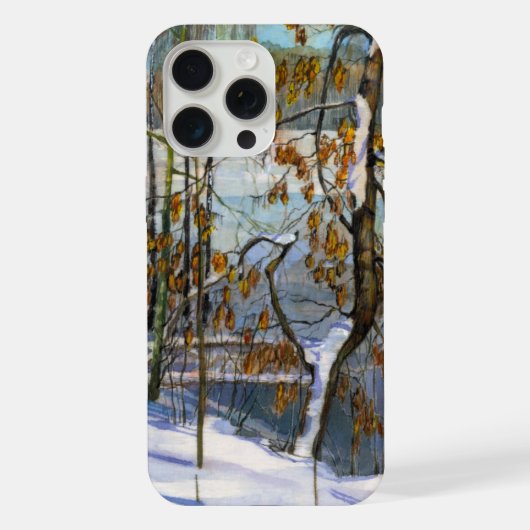 ウォーターカラー　雪の降る iPhoneケース (裏面)