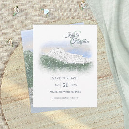 ウォーターカラー, 雪山, 冬の結婚式 招待状