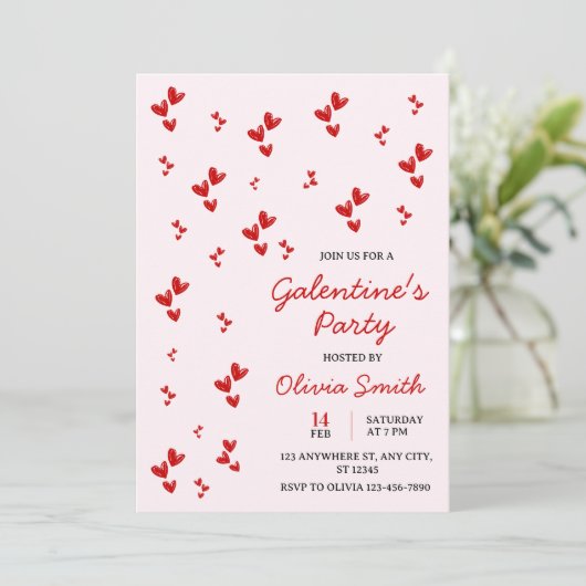 ウォーターカラー 風船 GALENTINES DAY パーティー  招待状 (スタンド正面)