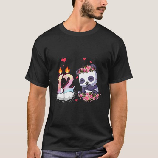 ウォーターカラー 12頭のパンダ Tシャツ (正面)