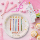 ウォーターカラー 5本のキャンドル 子供の誕生日 ペーパープレート (パーティー)