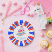ウォーターカラー 7月4日 ケーキパーティー ペーパープレート (パーティー)