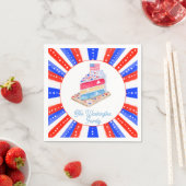 ウォーターカラー 7月4日 ケーキ パーティー スタンダードカクテルナプキン (インサイチュ)