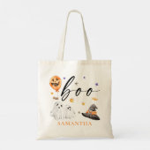 ウォーターカラー BOO ゴースト ハロウィン トリック・オア・トリート トートバッグ (裏面)
