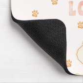 ウォーターカラー"LOVE"デザイン+犬の足跡 マウスパッド (コーナー)
