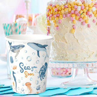 ウォーターカラー Sea You Soon 海辺のベビーシャワー 紙コップ