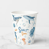 ウォーターカラー Sea You Soon 海辺のベビーシャワー 紙コップ (正面)