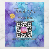 ウォーターカラー Thank You ビジネス Instagram QRコード ワインラベル (シングルラベル)