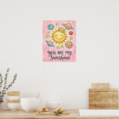 ウォーターカラー "You Are My Sunshine" かわいい宇宙キッズ ポスター (キッチン)