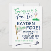 ウォーターカラーFOREゴルフ誕生日招待状 招待状 (正面)