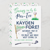 ウォーターカラーFOREゴルフ誕生日招待状 招待状 (正面/裏面)