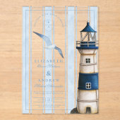 ウォーターカラ航海のーライトハ結婚ウス アクリル招待状 (正面)