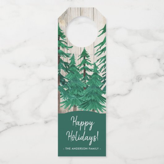 ウォーターカ素朴ラーパインツリーズハッピーホリデーズ ボトルネックタグ (正面)