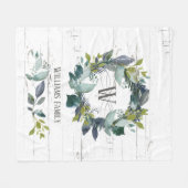 ウォーターカ素朴ラーローレルリースファミリーモノグラム フリースブランケット (正面(横))