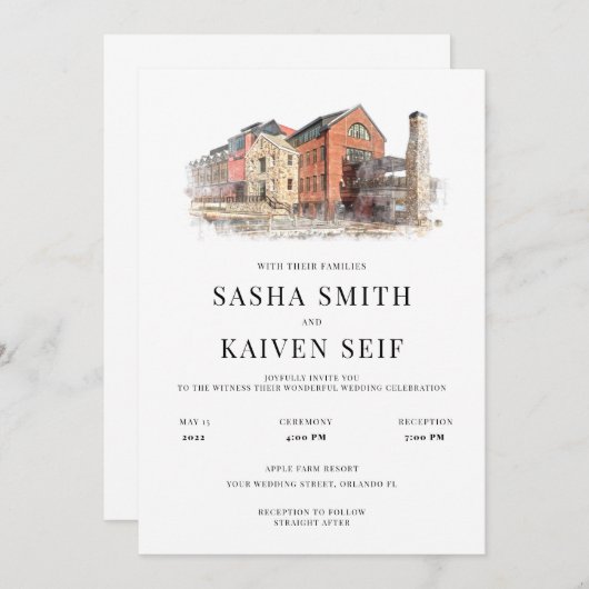 ウォーターカ結婚ラーズベニュー招待状 招待状 (正面/裏面)