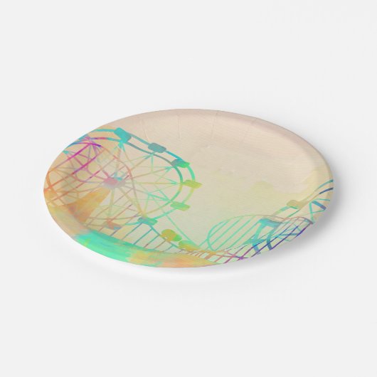 ウォーターカ絵画ラーズ観覧車フェアグラウンドアート ペーパープレート (アングル)