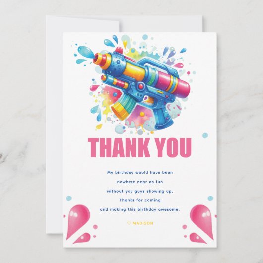 ウォーターガンカスタムガール誕生日 サンキューカード (正面)