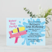 ウォーターガンガールバースデーパーティ招待状 招待状 (スタンド正面)