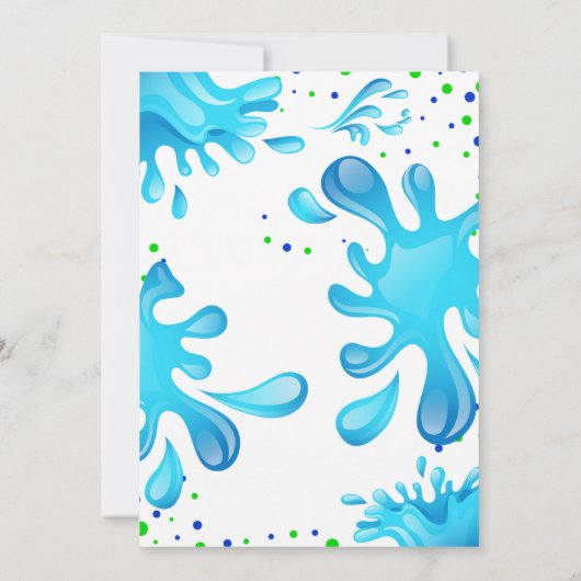 ウォーターガンサマープールパーティーボーイ誕生日 招待状 (裏面)