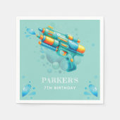 ウォーターガンサマーボーイ誕生日 パーソナライズされた スタンダードカクテルナプキン (正面)