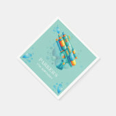 ウォーターガンサマーボーイ誕生日 パーソナライズされた スタンダードカクテルナプキン (角)