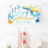 ウォーターガンサマー誕生日バパーソナライズされたナー 横断幕 (インサイチュ)