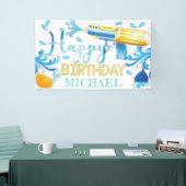 ウォーターガンサマー誕生日バパーソナライズされたナー 横断幕 (トレードショー)