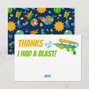 ウォーターガンバトルプールパーティーキッズサマー誕生日 サンキューカード