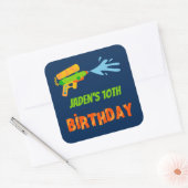 ウォーターガンバトルプールパーティーキッズサマー誕生日 スクエアシール (封筒)
