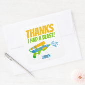 ウォーターガンバトルプールパーティーキッズサマー誕生日 スクエアシール (封筒)